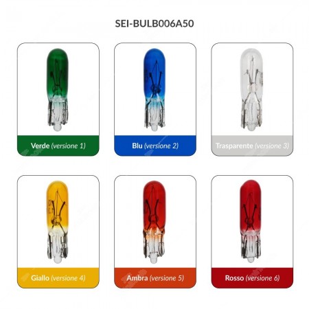 Lampadina tutto vetro T5 W1,2W 12V 1,2W - versioni disponibili