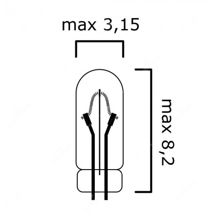 Micro mini lampadina ad incandescenza T3 70mA 24V - schema