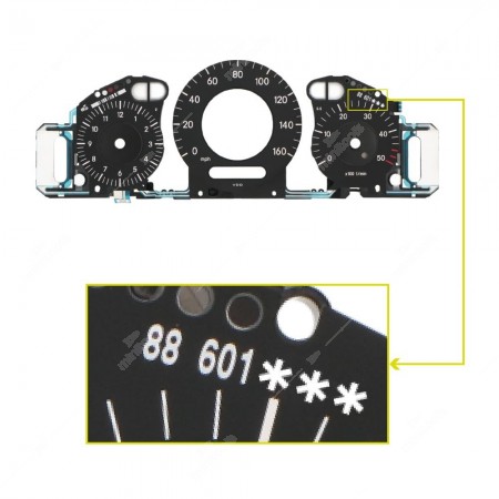 Pannello elettroluminescente completo di fondino (nero - mph) per tachimetri Mercedes CLK W209, CLS C219 e Classe E W211