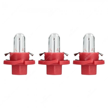 Confezione lampadine per cruscotto BX8,4d 24V 1,5W con base rossa