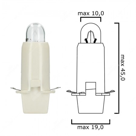 Schema lampadina per cruscotto BX8,4d BIG 12V 2CP con base bianca