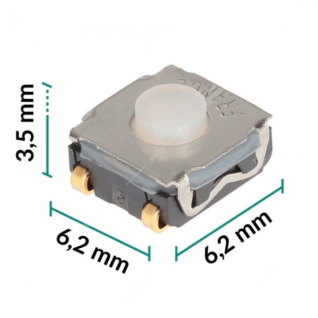 Micropulsante SMD 6,2x6,2x3,5mm (normalmente aperto) – Contatti "J Lead" - misure