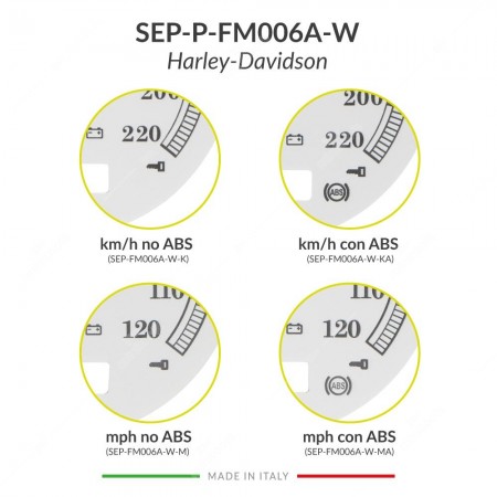 Dettaglio icone fondino bianco per restauro contachilometri Harley-Davidson (diametro: 103mm - 2006-2013)