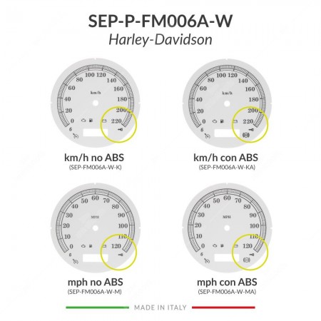 Confronto versioni fondino bianco per restauro tachimetro Harley-Davidson (diametro: 103mm - 2006-2013)