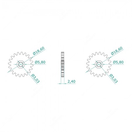 Schema tecnico ingranaggio 20 denti per riparazione odometro camion MAN