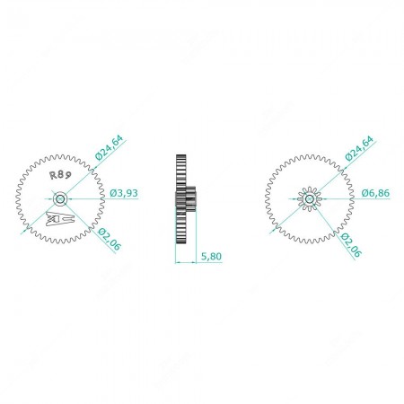 Schema tecnico ingranaggio odometro quadro strumenti Mercedes e BMW (48x12 denti)