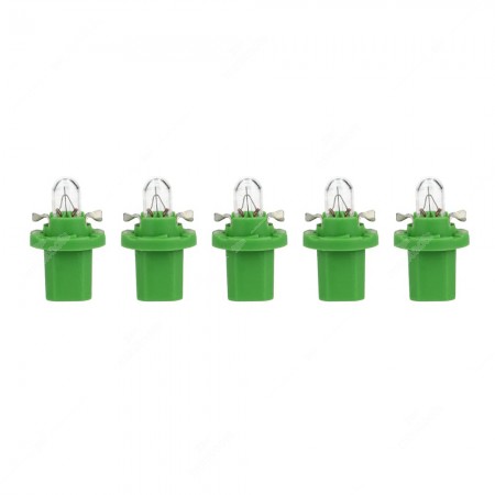 Confezione lampadine per cruscotto B8,5d BAX10d 12V base verde