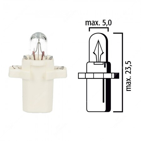 Schema lampadina per cruscotto B8,3d BAX10s 12V base bianca