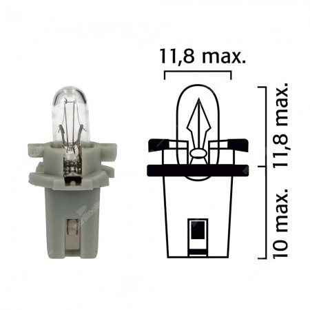 Schema lampadina per cruscotto BX8,7d 12V base grigia