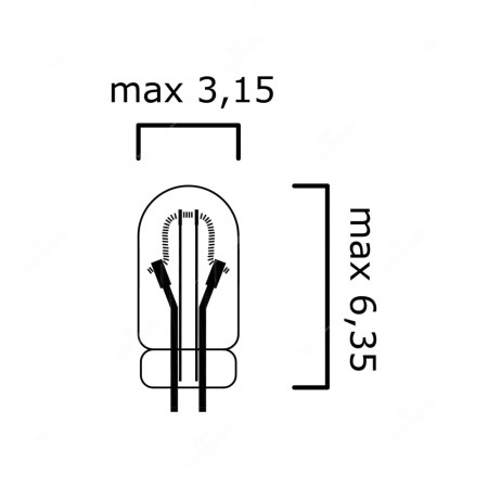 Schema tecnico micro / mini lampadina ad incandescenza, T1 60mA 12V