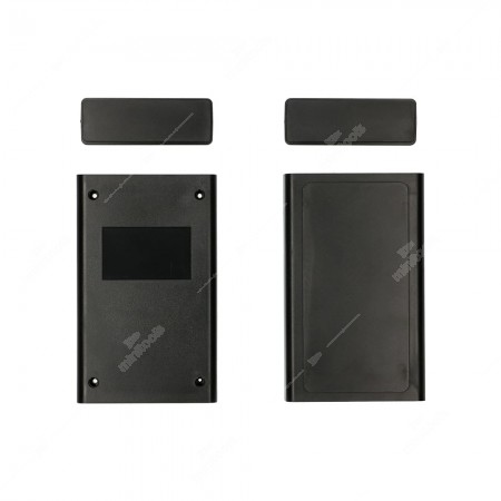 Box per elettronica con riquadro per etichetta, materiale ABS V0, colore: nero