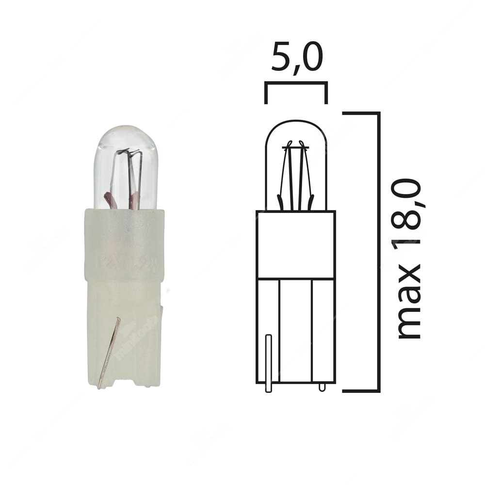 Prodotto: U11-0082 - Lampadina baionetta piccola 12V 2W BA9s per indicatori  cruscotto 