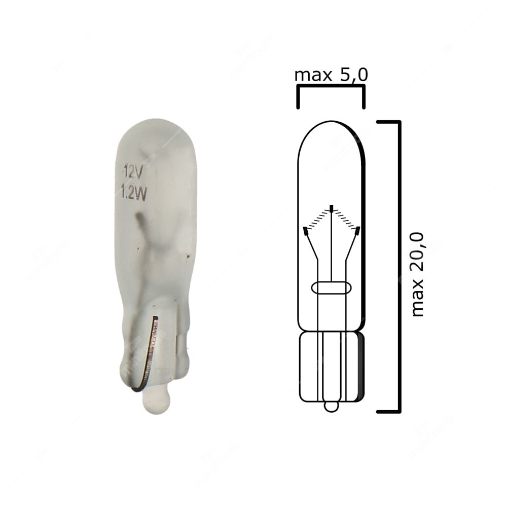 Lampadina T5 con base in vetro per cruscotto - W2x4,6d 12V 3W