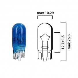 Lampadina con base in vetro, W2,1x9,5d 24V 5W T10  blu scuro – Conf. da 5 pz