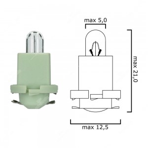 Schema lampadina per cruscotto EBSR 24V 1,4W con base verde chiaro