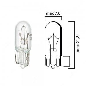 Schema lampadina con attacco in vetro W2x4,6d 12V 3W T6,5 per cruscotto