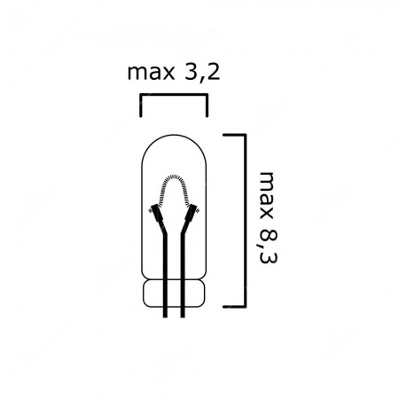 T1 80mA 12V wire base miniature incandescent light bulb - schema