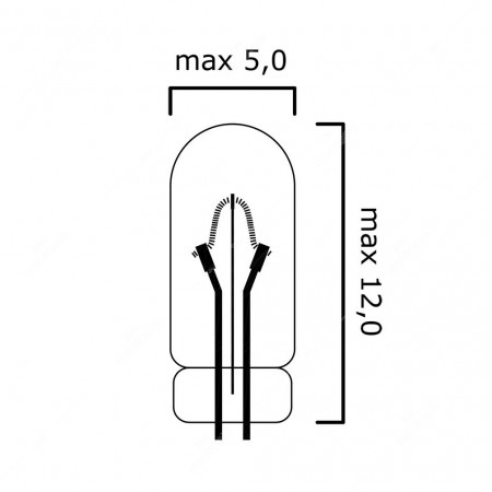 T4,7 1,1W 14V wire base miniature incandescent light bulb - schema