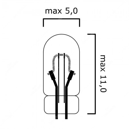 T5 70mA 24V wire base miniature incandescent light bulb - schema