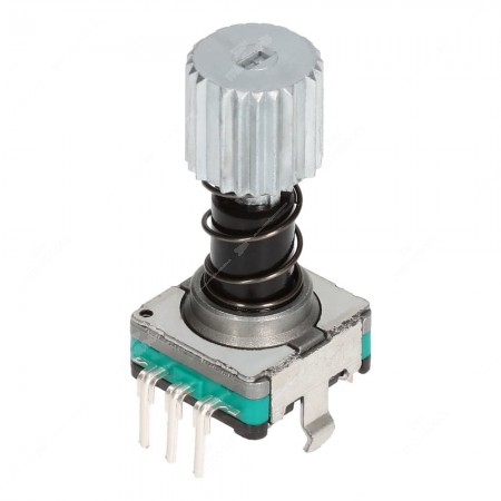 15 ppr, 30 detents  incremental rotary encoder with push lock switch - cross view