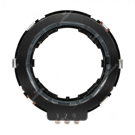 Top side of incremental encoder with 15 pulses per revolution, 30 detents