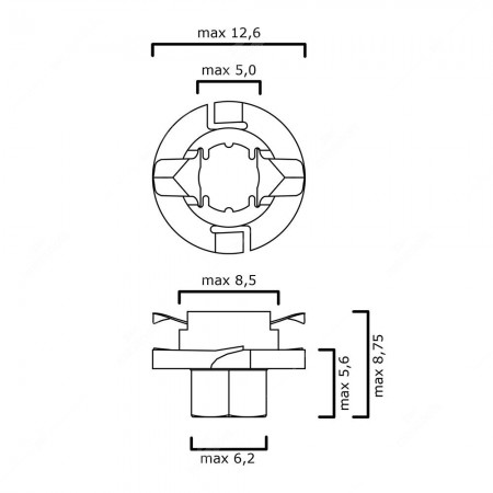 B8,4d bulb twist socket technical schema
