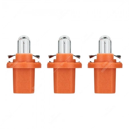 Pack of instrument cluster bulbs BX8,5d 12V 1W with orange socket