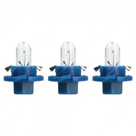 Pack of instrument cluster bulbs BX8,4d 12V 1,8W with blue socket