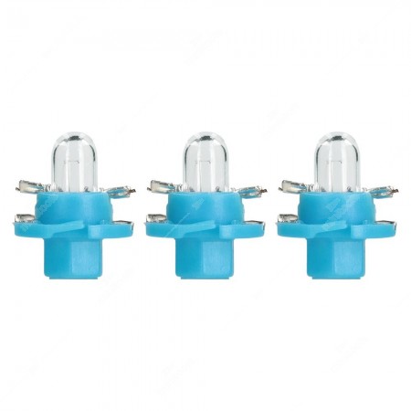 Pack of instrument cluster bulbs B8,4d 12V 1,2W with light blue socket