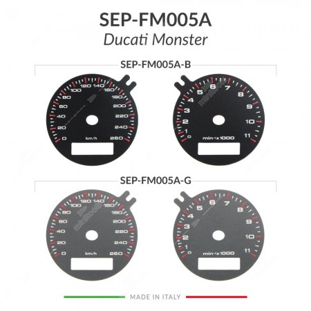 Ducati Monster 620, 800, 900, 1000 speedometers dials available colours