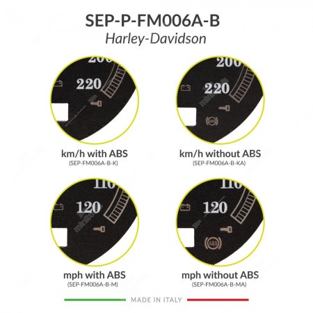 Symbols details of the black gauge face for Harley-Davidson instrument panels restoration (103mm diameter - 2006-2013 models)