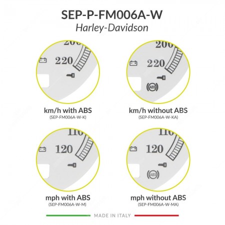 Symbols details of the white gauge face for Harley-Davidson instrument panels restoration (103mm diameter - 2006-2013 models)
