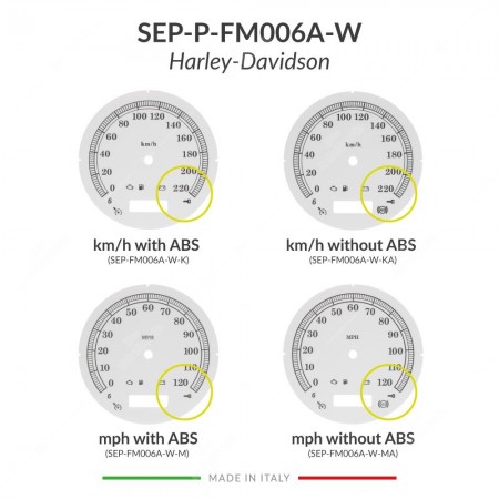 Versions comparison of the white gauge face for Harley-Davidson speedometers restoration (103mm diameter - 2006-2013 models)