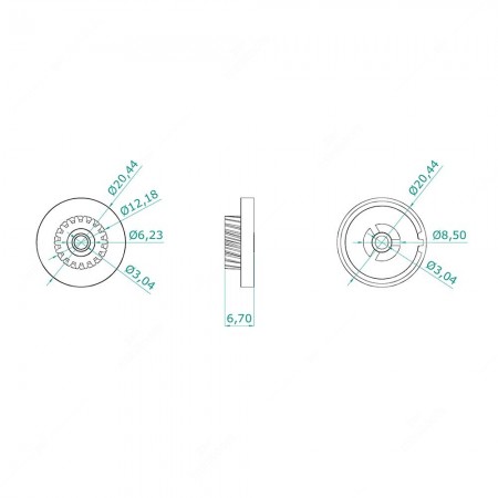Technical schema of New Holland and Case IH tractors 18 teeth hour meter gear