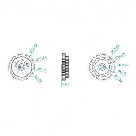Gear for Mercedes SLC C107 and SL R107 odometers - schema