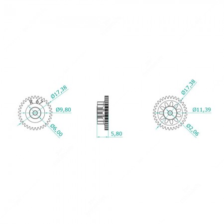 33x11 teeth gear for BMW K75, K1, K100, K1100 instrument clusters odometers - schema
