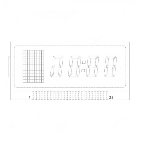 Technical schema of right-hand side LCD screen (clock and automatic transmission) for Mercedes C-Class W202, CLK W208 and E-Class W210 dashboard