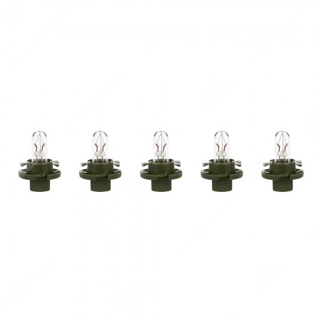 Pack of instrument cluster bulbs BX8.4d 12V with olive green socket