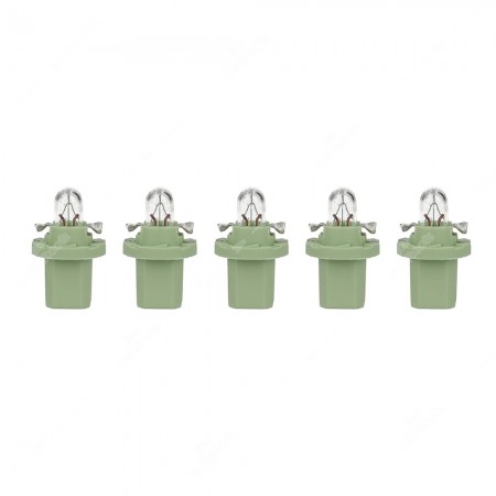 Pack of instrument cluster bulbs BX8.5d 12V with light green socket