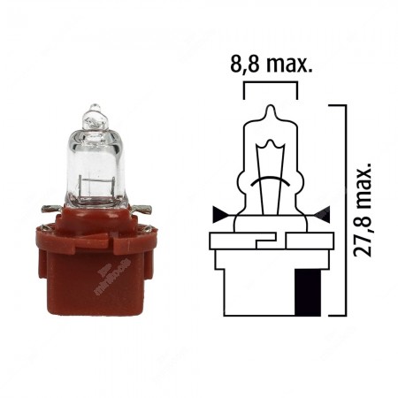 Schema of instrument cluster bulb  B10d 12V with brown socket 