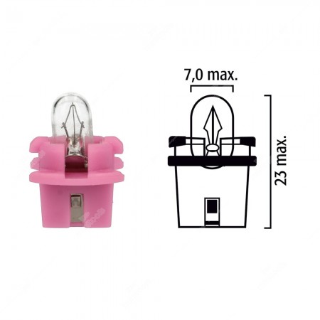 Schema of instrument cluster bulb  B11d-T7 14V 1CP with pink socket 
