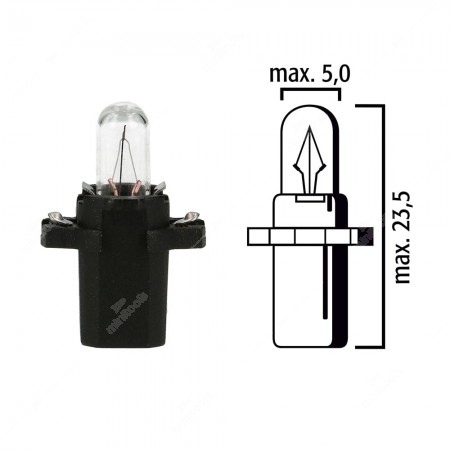 Schema of instrument cluster bulb  B8.3d BAX10s 12V with black socket 