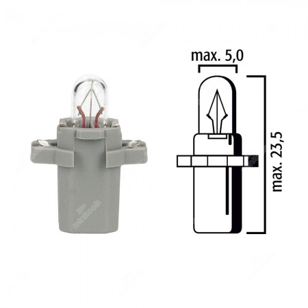 Schema of instrument cluster bulb  B8.3d BAX10s 24V with grey socket 