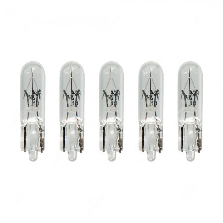 Pack of dashboard and gauge bulbs glass base W2x4,6d 24V 1,2W T5