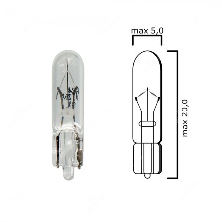Miniature Lamp Bulb Glassockel Wedge W2x4.6d Lampe 10 x 12V 30mA 0,4W T5 