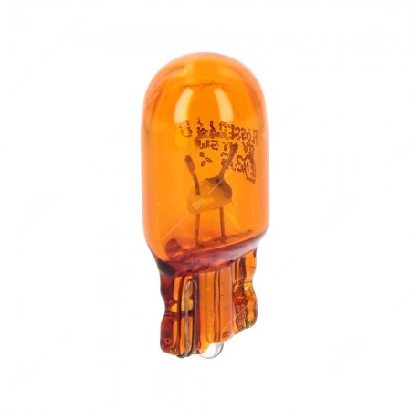 Amber bulb glass wedge base  W2,1x9,5d 12V 5W T10 for automotive lighting