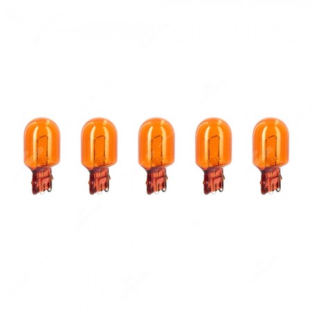 Pack of amber light bulbs WX3x16d 12V 21W T20 for cars