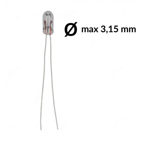 T1 60mA 12V incandescent miniature light bulb, wire base