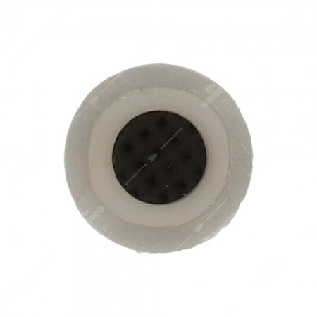 Bottom view of round button in silicone rubber with conductive rubber pill