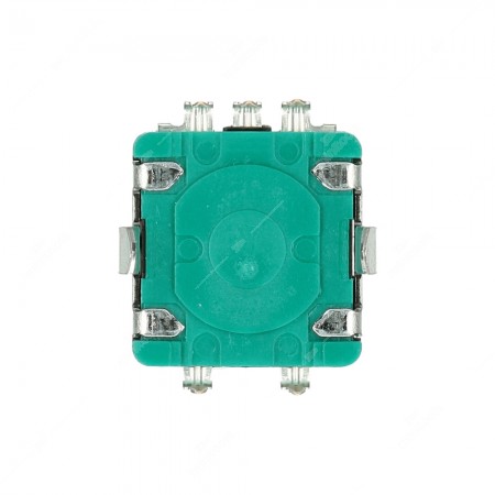 15 pulses per revolution incremental encoder, with push button. Dimensions: 12x11,7x19,5h mm